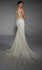 Alyce Paris 7117 - Floral Appliqued Illusion Trumpet Gown - back view