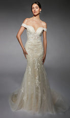 Alyce Paris 7118 - Off Shoulder Lace Fit and Flare Gown