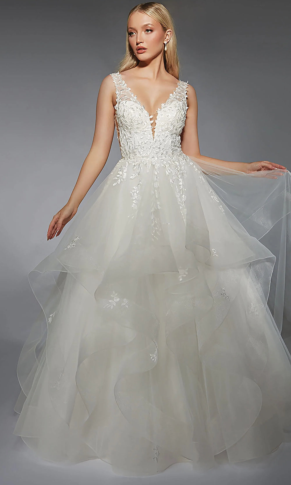 Alyce Paris 7126 - Illusion Scoop Back Layered Ballgown - designer wedding dress at Silhouette Dresses