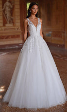 Alyce Paris 7128 - Lace Applique Sheer Strap Ballgown - designer wedding dress at Silhouette Dresses