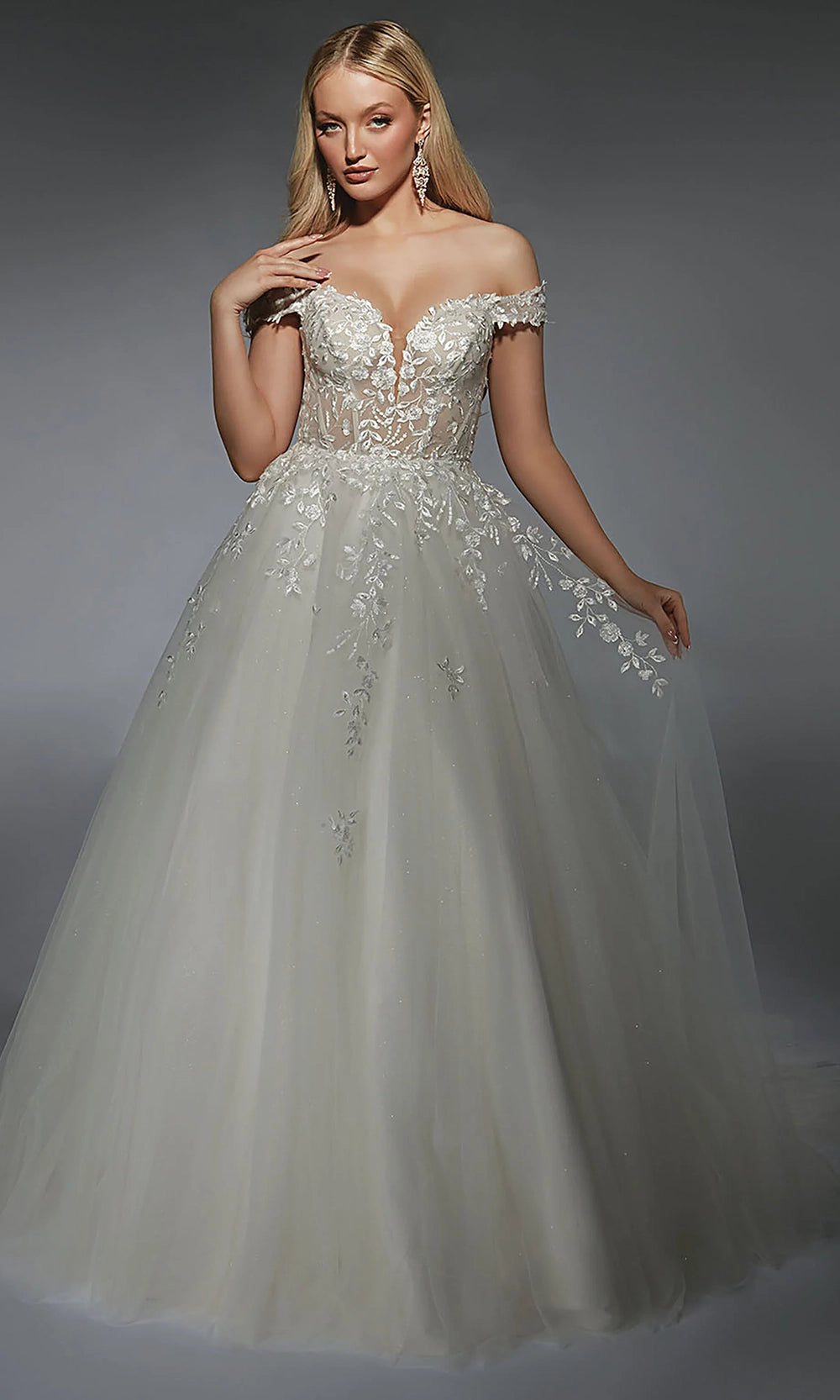 Alyce Paris 7129 - Sparkle Tulle Off Shoulder Ballgown - designer wedding dress at Silhouette Dresses