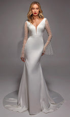 Alyce Paris 7137 - Plunging V-Neck Satin Trumpet Gown - designer wedding dress at Silhouette Dresses