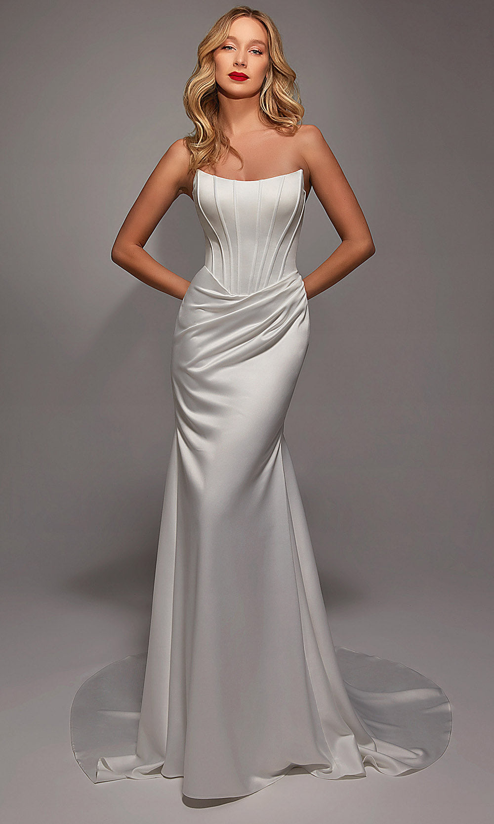Alyce Paris 7139 - Scoop Neckline Corset Bodice Satin Gown - designer wedding dress at Silhouette Dresses