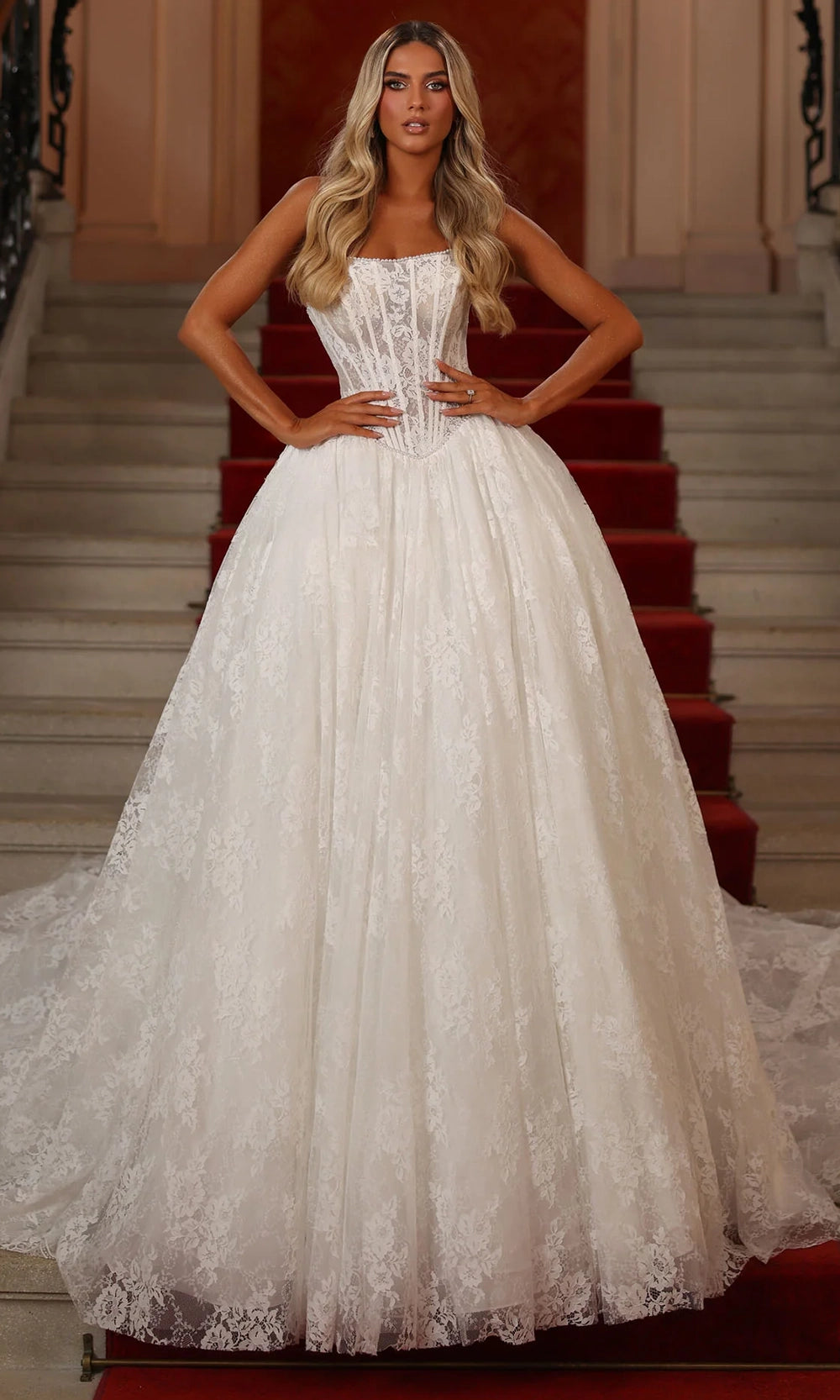 Alyce Paris 7149 - Lace Ballgown with Corset Bodice - back view