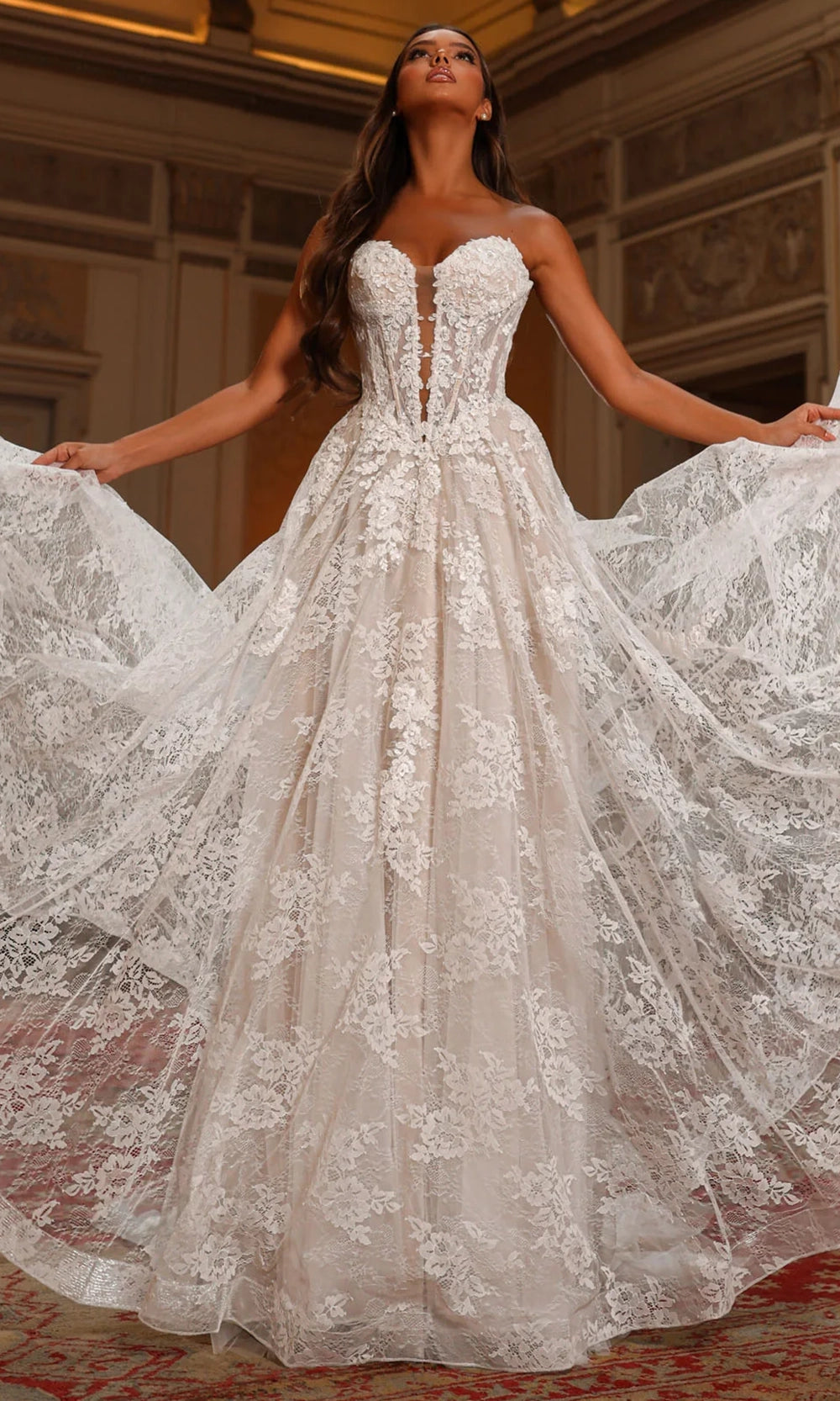 Alyce Paris 7154 - Lace Corset Gown - back view