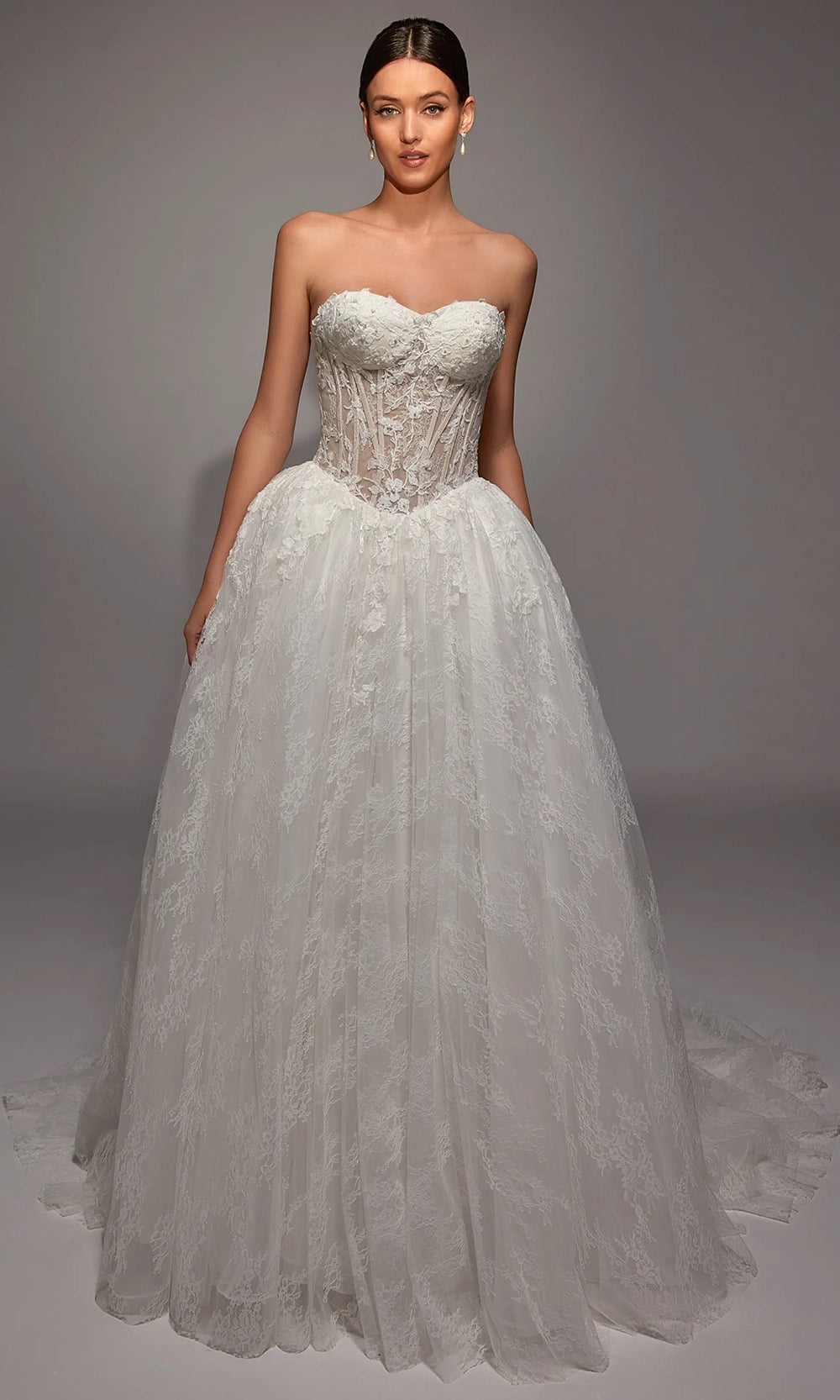 Alyce Paris 7163 - Floral Corset Lace Ball Gown - back view