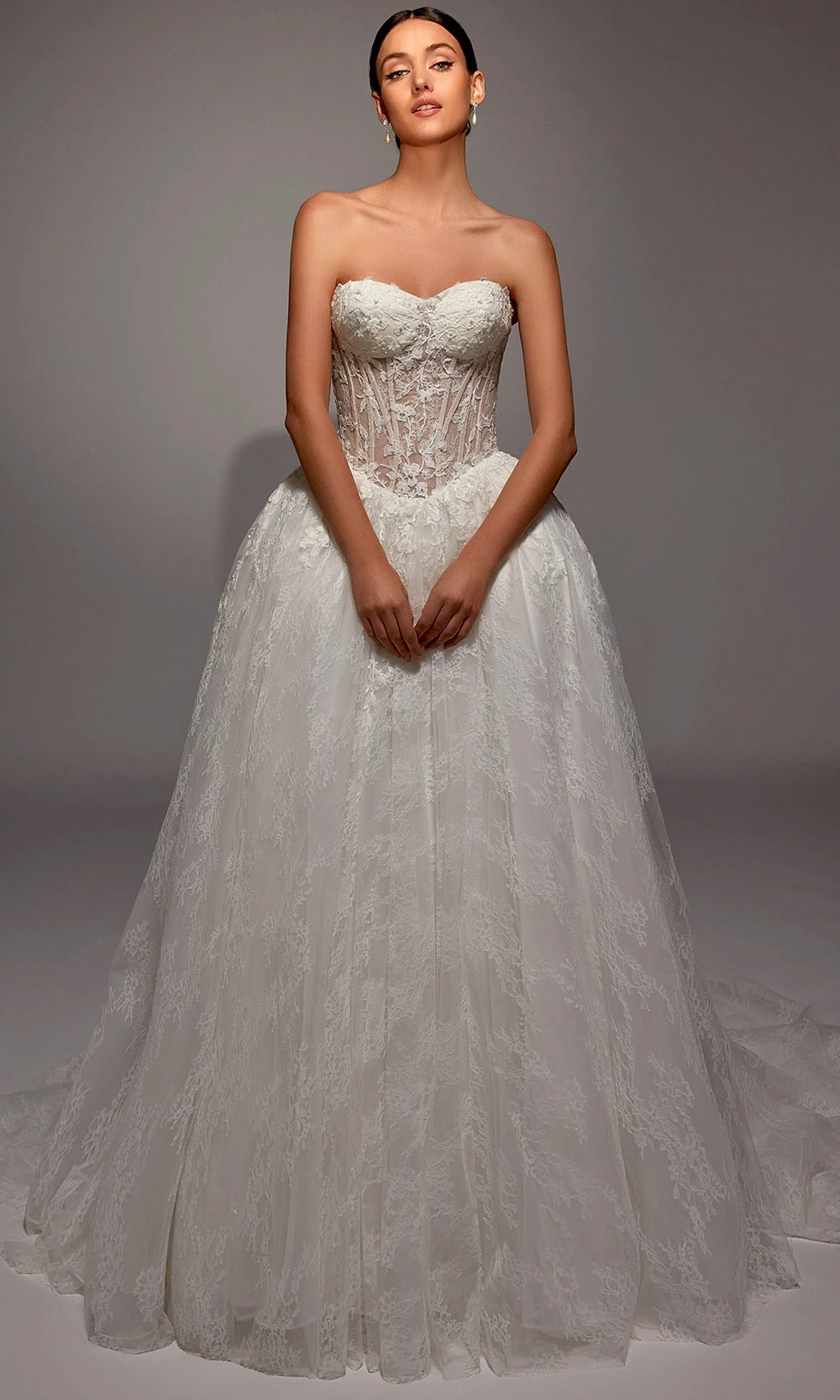 Alyce Paris 7163 - Floral Corset Lace Ball Gown - designer prom dress at Silhouette Dresses