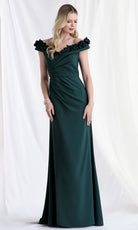 MGNY By Mori Lee 73183 - Off Shoulder Floral Appliqued Gown