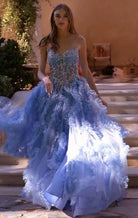Andrea and Leo A1483 - Sparkling Strapless Ruffled Ballgown - back view