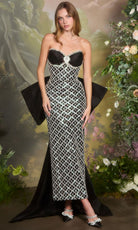 Andrea and Leo A1486 - Strapless Lattice Beaded Column Dress - back view