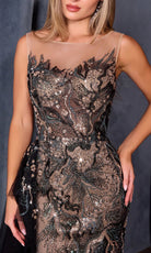 Andrea and Leo A1489 - Beaded Mesh Illusion Column Gown - back view