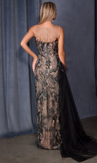 Andrea and Leo A1489 - Beaded Mesh Illusion Column Gown - detail view