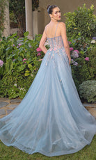 Andrea and Leo A1490 - Sheer Floral Corset Ballgown - detail view