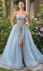 Andrea and Leo A1490 - Sheer Floral Corset Ballgown - back view