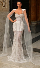 Chic and Holland BR550021 - Illusion Cape Sweetheart Beaded Dress - Silhouette Dresses