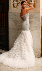 Chic and Holland BR550030 - Strapless Beaded Dress with Feather Skirt - back view