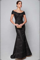 Alyce Paris 27613 Twisted Off Shoulder Jacquard Gown