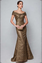 Alyce Paris 27613 Twisted Off Shoulder Jacquard Gown
