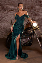 Ladivine CC456 - Draped Off Shoulder Prom Dress