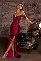 Ladivine CC456 - Draped Off Shoulder Prom Dress