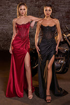 Ladivine CC463 - Inverted Sweetheart Beaded Prom Dress