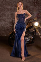 Ladivine CC463 - Inverted Sweetheart Beaded Prom Dress