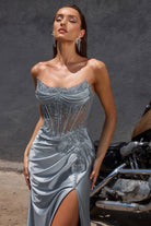 Ladivine CC463 - Inverted Sweetheart Beaded Prom Dress