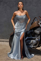 Ladivine CC463 - Inverted Sweetheart Beaded Prom Dress