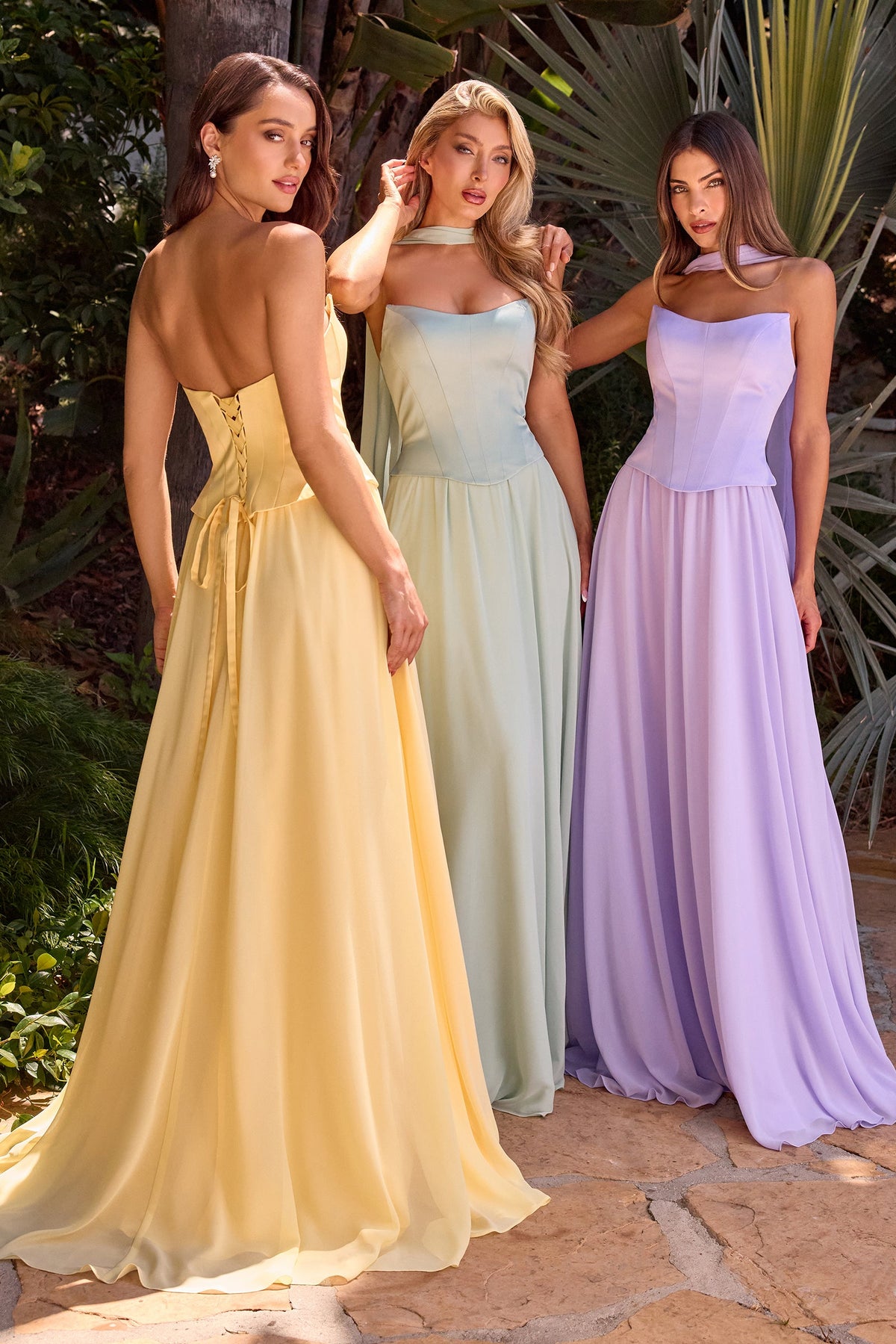 Ladivine CD386 - Strapless Chiffon A-Line Gown