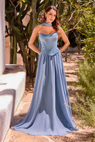 Ladivine CD386 - Strapless Chiffon A-Line Gown