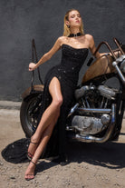 Ladivine CD388 Ruched Beaded Dress