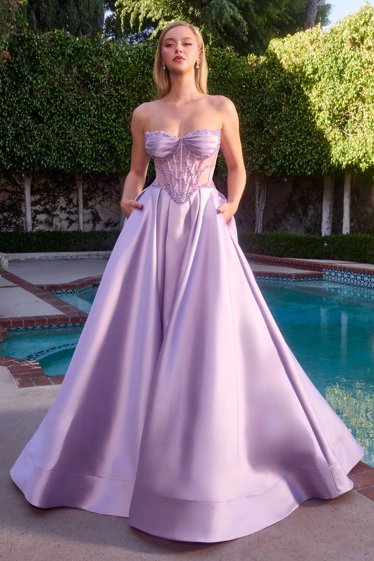 Ladivine CD389 - Strapless Beaded Sweetheart Ballgown