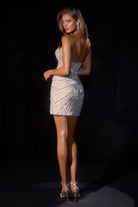 Ladivine CD646 - Beaded Corset Sheath Cocktail Dress with Slit