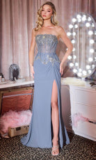 Ladivine CD669 - Strapless Embellished Gown with Boning
