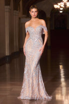 Ladivine CD693 - Off-Shoulder Sparkly Beaded Formal Dress