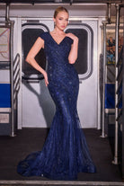 Ladivine CD698 - Beaded Tulle Mermaid Gown