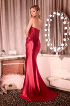 Ladivine CD714 - Strapless V Neck Corset Evening Gown