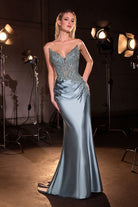Ladivine CD714 - Strapless V Neck Corset Evening Gown