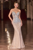 Ladivine CD715 - Beaded Illusion Mermaid Evening Gown