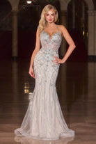 Ladivine CD716 - Halter Sparkly Illusion Evening Gown