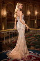 Ladivine CD719 - Plunging Beaded Mermaid Gown