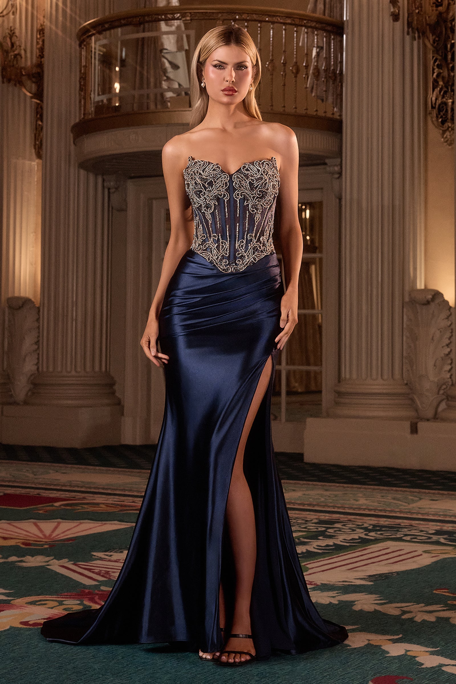 Ladivine CD736 - Bead Embellished Sheath Evening Dress