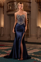 Ladivine CD736 - Bead Embellished Sheath Evening Dress