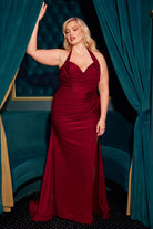 Ladivine CD796C - Ruched Halter Long Gown