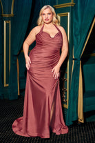 Ladivine CD796C - Ruched Halter Long Gown