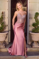 Ladivine CDS538 - Beaded Corset Sweetheart Neck Prom Gown