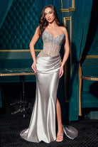 Ladivine CDS538 - Beaded Corset Sweetheart Neck Prom Gown