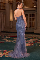 Ladivine CDS547 - Halter Illusion Beaded Mermaid Gown