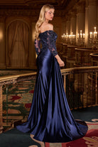 Ladivine CDS549 - Off-Shoulder Quarter Sleeves Formal Gown