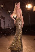 Ladivine CK2409 - Beaded Illusion Cutout Evening Gown